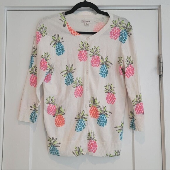 Merona Pineapple Print Button Front Cardigan Size Medium - Picture 3 of 12